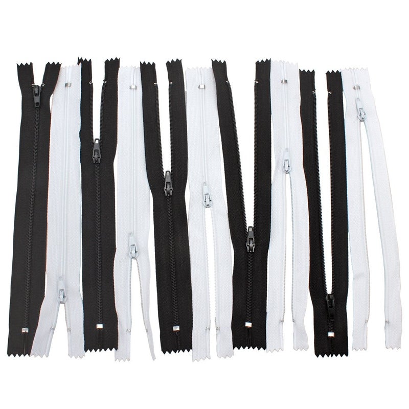 Amariver Black and White Nylon Coil Zippers, 100Pcs 9 Inches Nylon Coil Zippers for Tailor Sewer Sewing Crafter Special, 2 Colors, 50 Pcs Per Color - Image 5